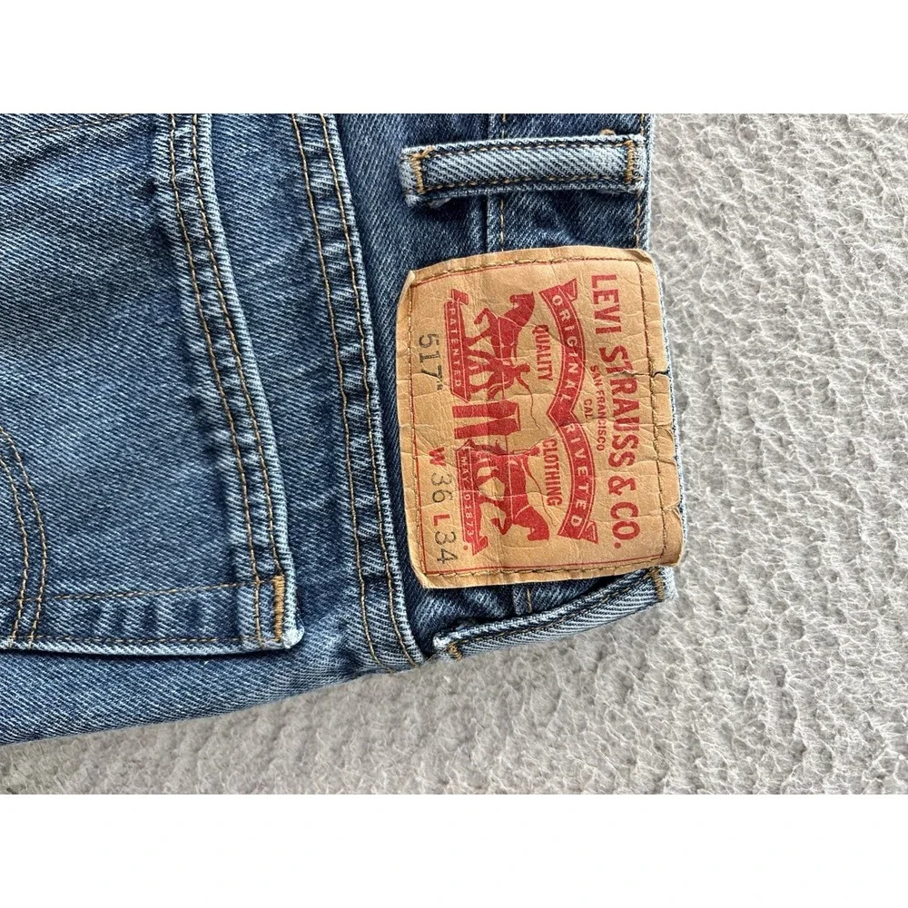 Levis 517 Jeans Mens 36x34 (Actual 34x32) Blue Western Bootcut Cowboy